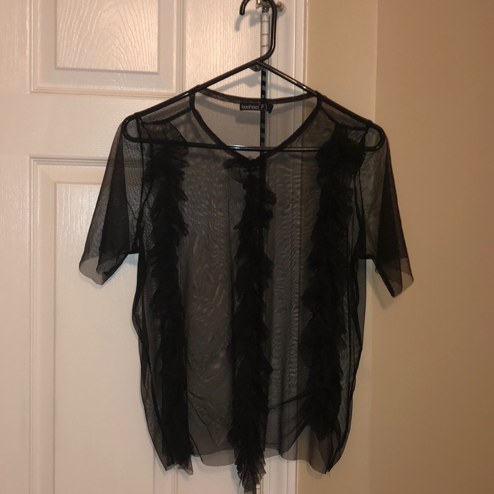 BOOHOO Black Mesh Blouse